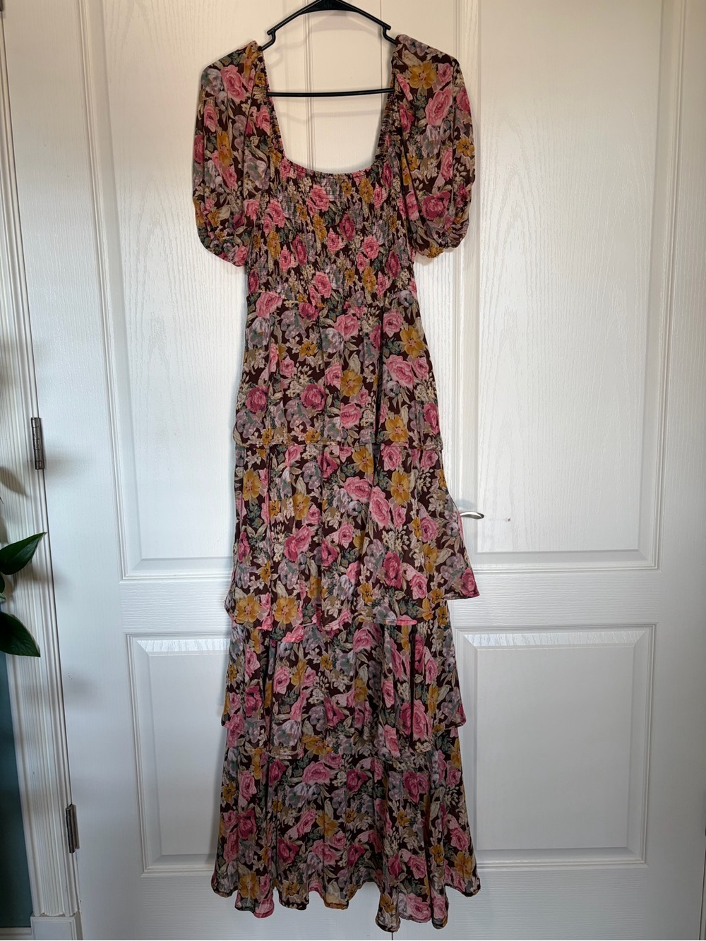 NWOT ENTRO Tiered Maxi Floral Dress Medium Wedding Graduation Festival